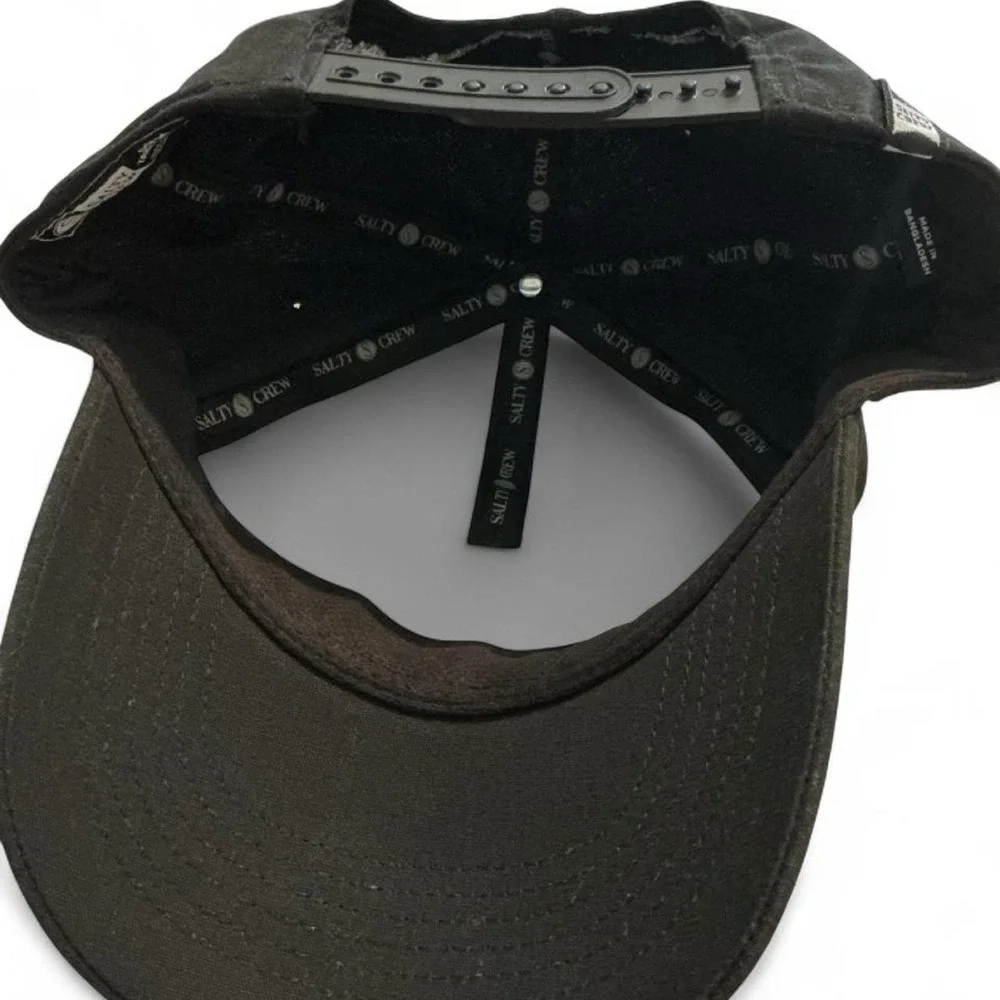 Salty Crew Snapback Hat Mens OSFM Black Marlin Patch Fishing Cap